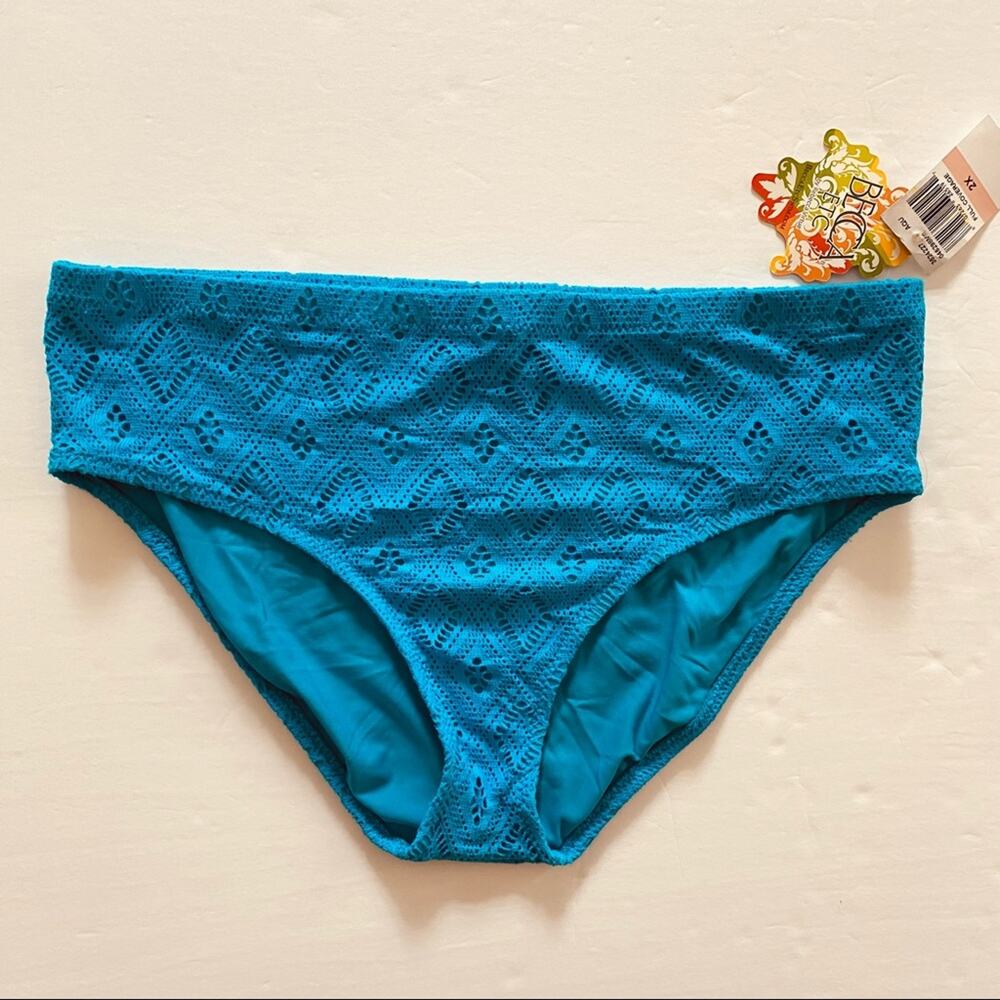 Becca Etc | Full Coverage Crochet Aqua Bikin Bottom NWT 2X